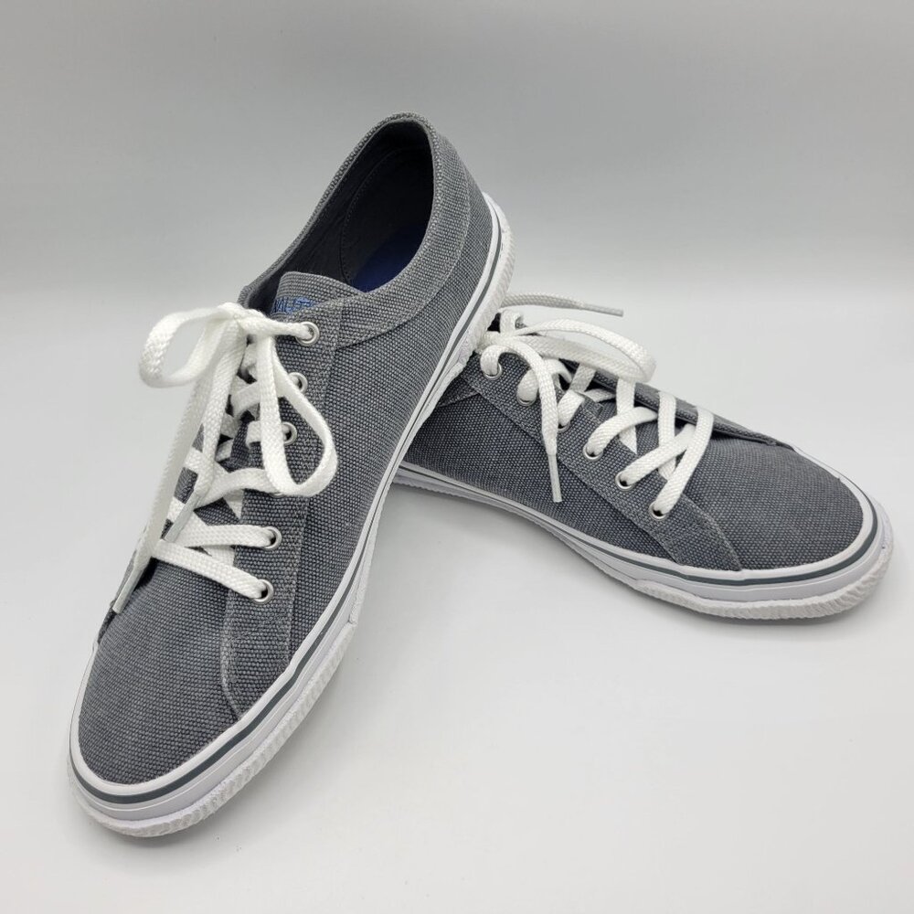Nautica Mens Gray Canvas Lace-Up Sneakers Size 10